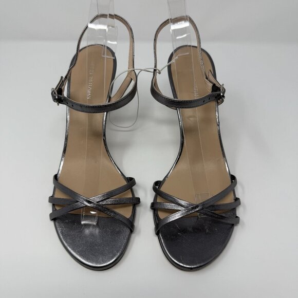 Stuart Weitzman Starla Strappy Sandal Heels Women's 9 Gunmetal Dark Silver NWOB - Picture 5 of 14